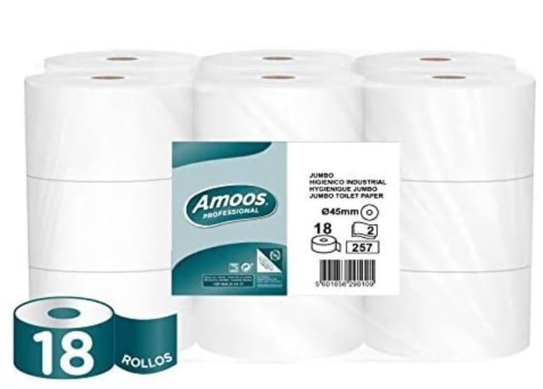 PAPEL HIGIÉNICO INDUSTRIAL 2F AMOOS   M62 18 ROLLOS - Imagen 1